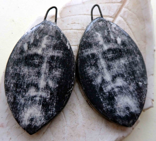 Ceramic Decal Shroud of Turin Earring Charms