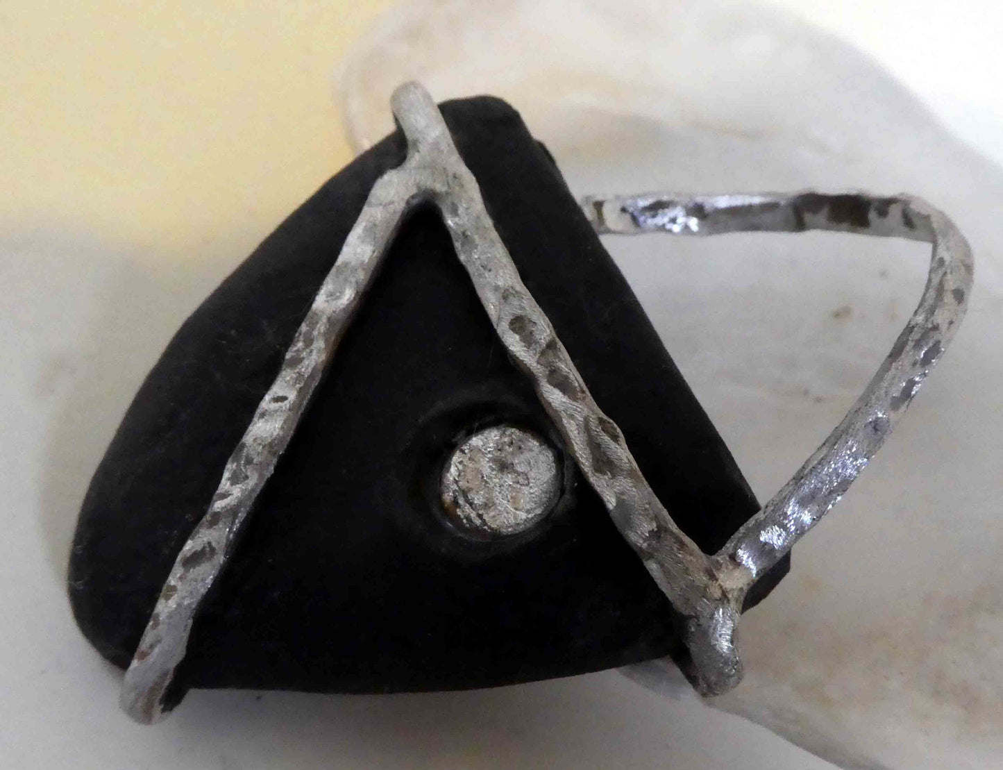 Unisex Black Ceramic and Sterling Silver Pendant