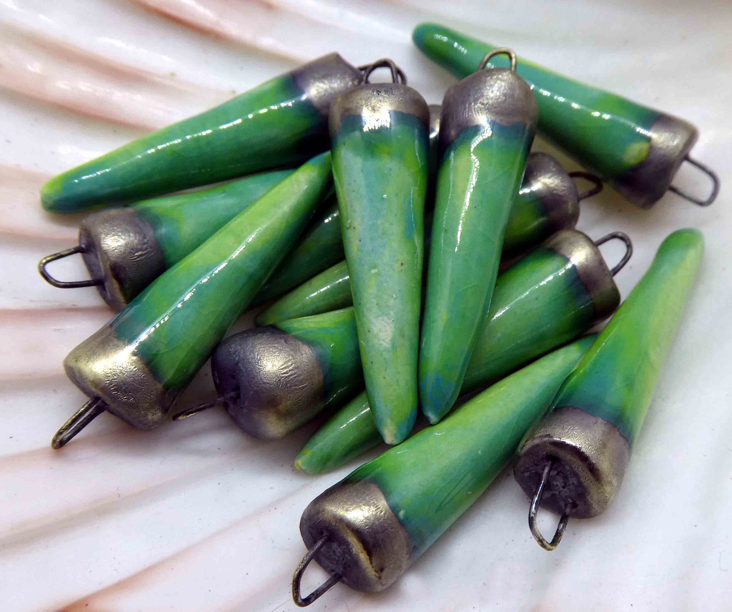 Ceramic Spikes Earring Charms - Caribbean Lime