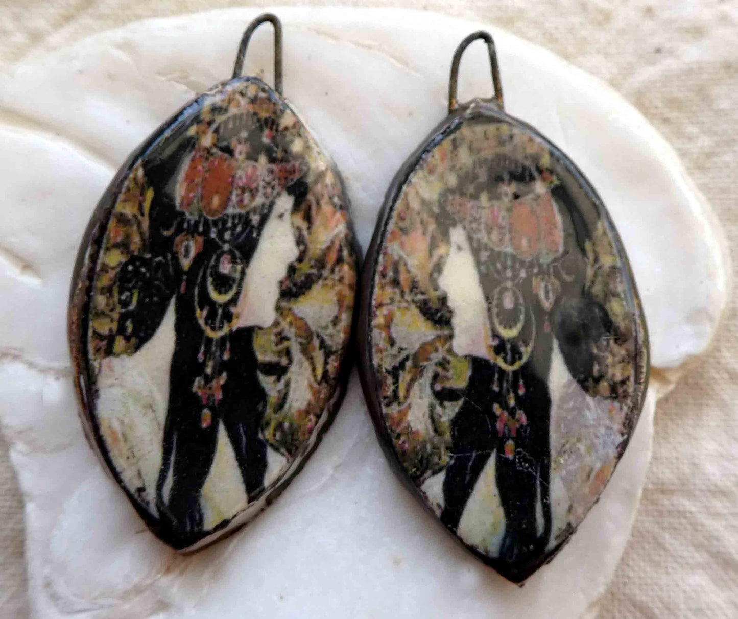 Ceramic Decal Mucha Earring Droppers #8