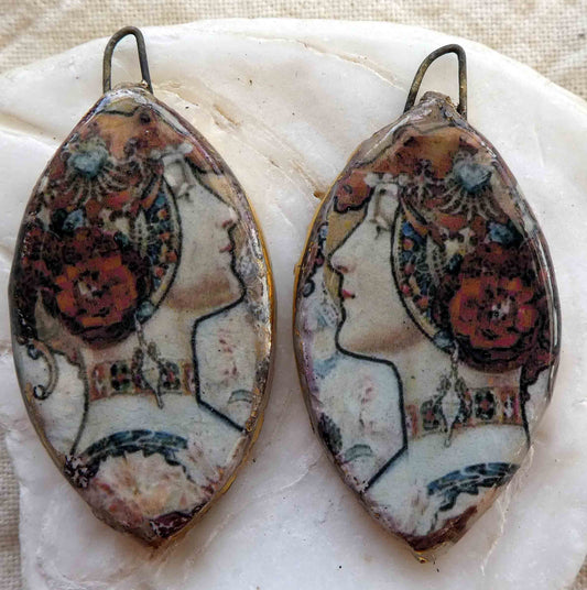 Ceramic Decal Mucha Earring Droppers #12