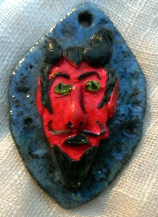 Ceramic Devil Head Cameo Pendant