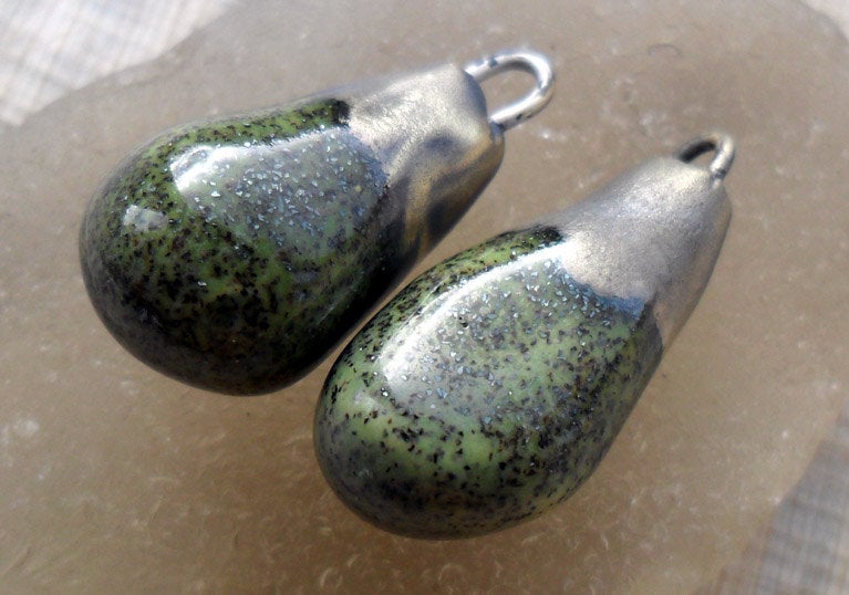 Ceramic Drops Earring Charms - Peridot Shimmer