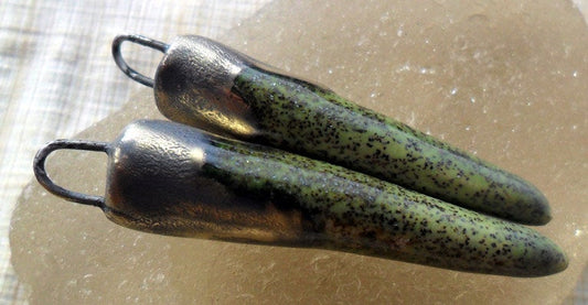 Ceramic Spikes Earring Charms -Peridot Shimmer